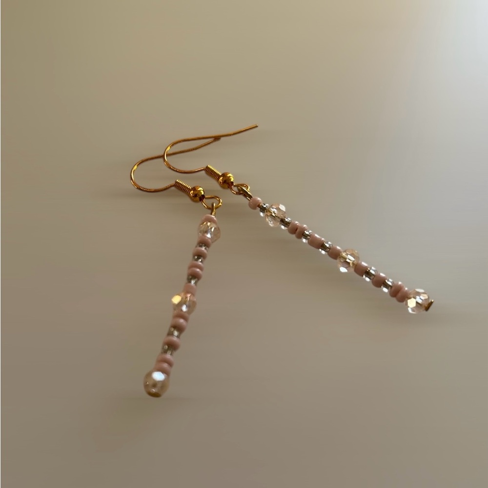 Pink Swarovski Crystal Drop Earrings in 18k Gold Plated Hook